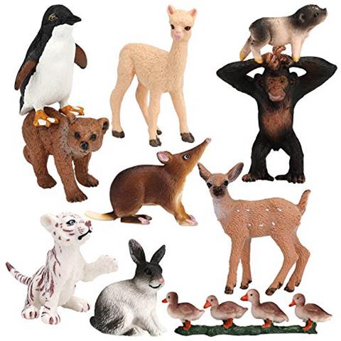 Figure Di Animali Giocattolo Per Bambini Di 3 Anni - 10 Pezzi Di Plastica Realistica Figurine Di Animali Carini - Progetto Scientifico Decorazione Di Torte Articoli Per Feste Animali Della Giungla Playset Per Bambini Toddler - Foto 1