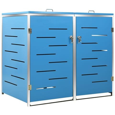Copri Bidoni Pattumiera Doppia 138x77,5x112,5 cm Acciaio Inox - Foto 1