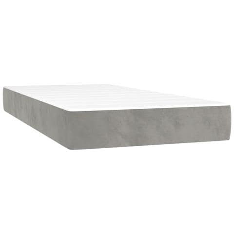 Materasso A Molle Grigio Chiaro 90x190x20 Cm In Velluto - Foto 1
