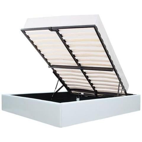 Letto Contenitore Per Adulti 160 X 200 Cm - Simil Bianco - Rete Inclusa - Foto 1