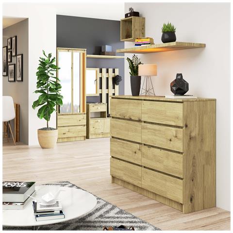 Cassettiera K120, 8 cassetti, 120x40x99 cm, Colore Quercia Artisan - Foto 4