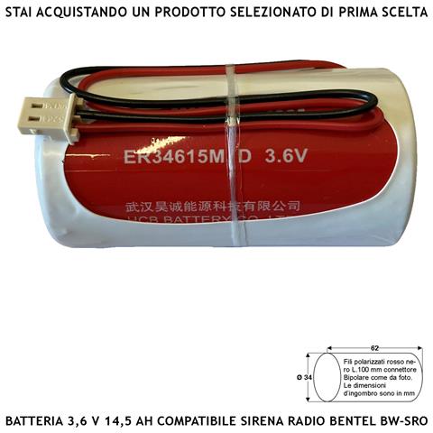 Er34615m 3,6 V 14 Ah Pila Litio Non Ricaricabile Connettore Polarizzato Batteria Ricambio Compatibile Sirena Bentel Te - Foto 1