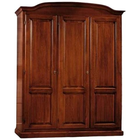 Armadio 3 Ante In Legno Massello Classico Tinta Noce Cappello Tondo 158x56x197h - Foto 1