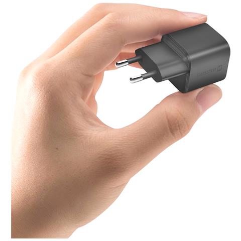 Spina 12w Con 1x Usb + 1x Usb-c Carica Rapida Dimensioni Compatte, Nero - Foto 5