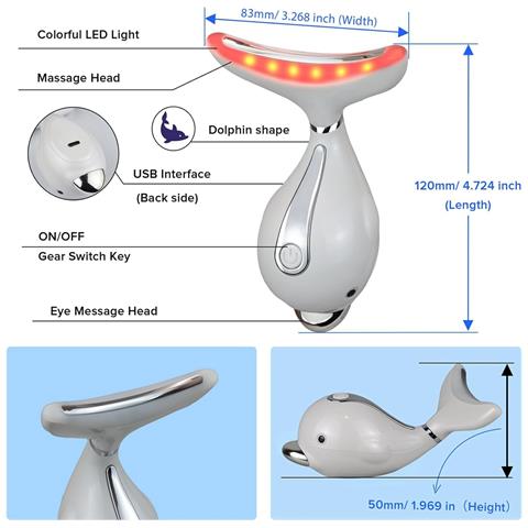 Dispositivo Per Terapia Della Luce A Led Rosso, Massaggiatore Per Viso E Collo, Strumento Elettrico Per La Cura Della Pelle Del Massaggio Facciale Per Le Donne - Bianco - Foto 2
