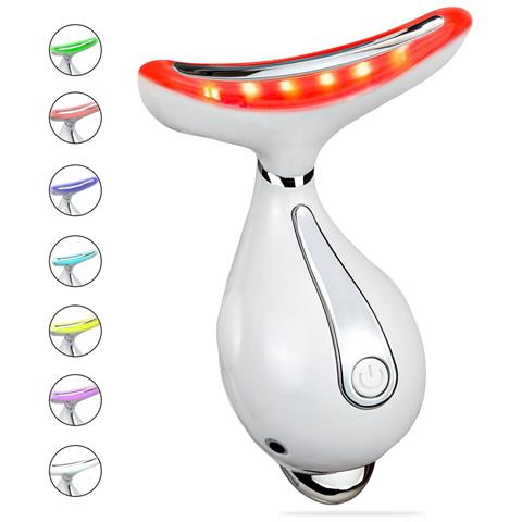 Dispositivo Per Terapia Della Luce A Led Rosso, Massaggiatore Per Viso E Collo, Strumento Elettrico Per La Cura Della Pelle Del Massaggio Facciale Per Le Donne - Bianco - Foto 1