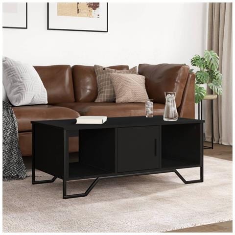 Tavolino da Salotto Nero 100x51x40 cm in Legno Multistrato - Foto 3