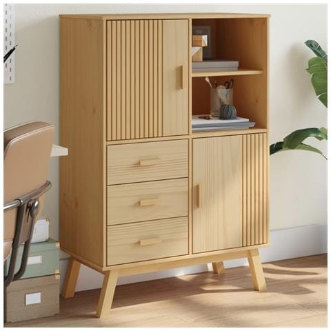 Credenza Olden Marrone 85x43x125 Cm In Legno Massello Di Pino - Foto 8