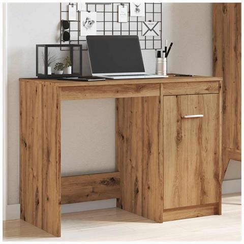 Scrivania Rovere Artigianale 100x50x76 Cm In Legno Multistrato - Foto 3