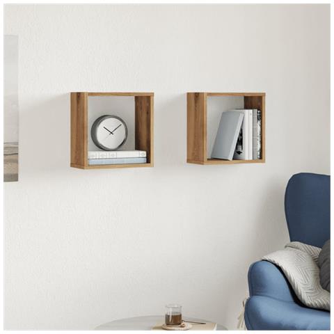 Mensole Parete A Cubo 2 Pz Artigianale 30x15x30 Cm Truciolato - Foto 3