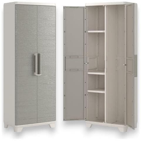 Armadio Portascope In Resina Da Esterno A 2 Ante Effetto Legno Chiudibili Con Lucchetto Linear Wood Keter - Foto 1