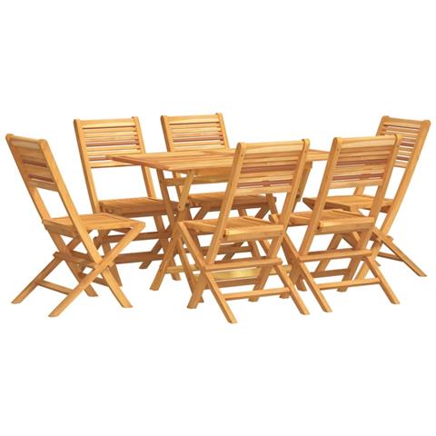 Set da Pranzo da Giardino 7 pz in Legno Massello di Teak - Foto 1