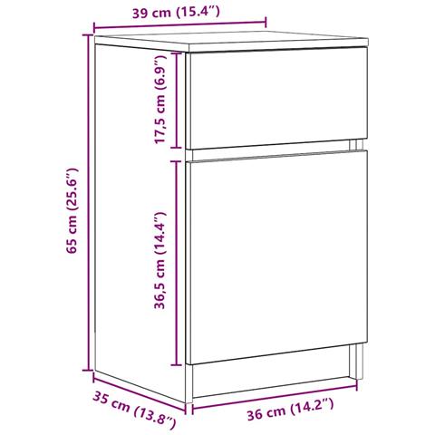 Comodino Bianco 39x35x65 cm in Legno Multistrato - Foto 9