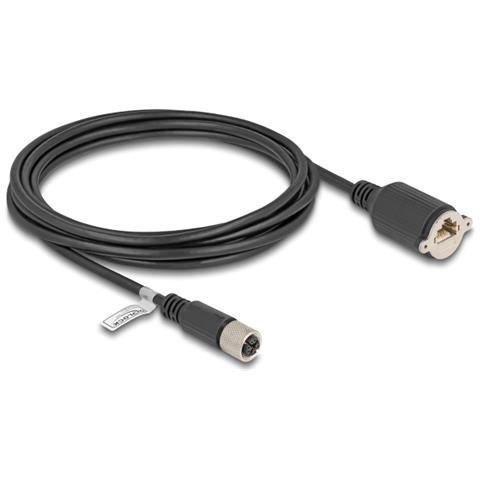 Cavo M12 codificato X da 8 pin femmina per RJ45 femmina per installazione Cat. 6A S /FTP da 3 m nero - Foto 1