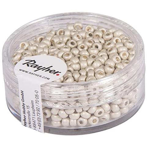 Rayher - 17gr - Rocaille Metallizzata Opaca Ø2,6mm - Colore Bianco - Foto 1