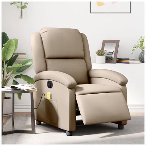 Poltrona Reclinabile Massaggio Elettrica Cappuccino Similpelle - Foto 1