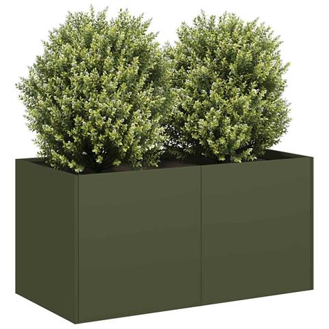 Fioriera Verde Oliva 80x40x40 Cm In Acciaio Laminato A Freddo - Foto 1