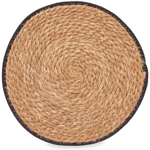 Stoviglie Sparto Bordo Tessuto Nero 35cm 35x35x0,6 Cm. Beige - Foto 2