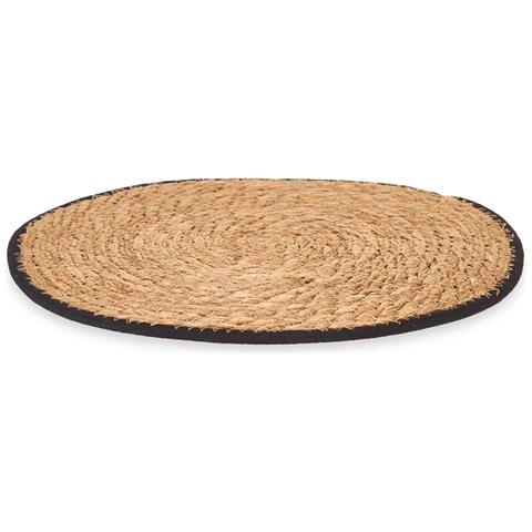 Stoviglie Sparto Bordo Tessuto Nero 35cm 35x35x0,6 Cm. Beige - Foto 1