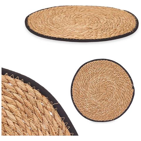 Stoviglie Sparto Bordo Tessuto Nero 35cm 35x35x0,6 Cm. Beige - Foto 4