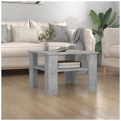 Tavolino Da Salotto Grigio Cemento 60x60x42cm Legno Multistrato - Foto 6