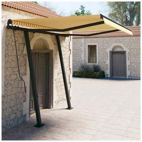 Lusso Casadino -  Tenda Da Sole Retrattile Automatica Pali 3x2,5m Gialla Bianca - Foto 8