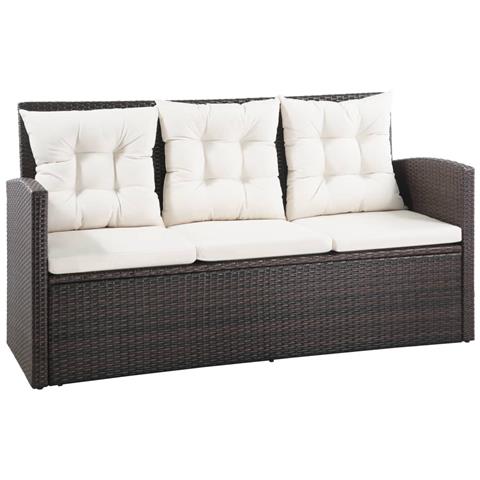 Set Divani Da Giardino 5 Pz Con Cuscini In Polyrattan Marrone - Foto 1