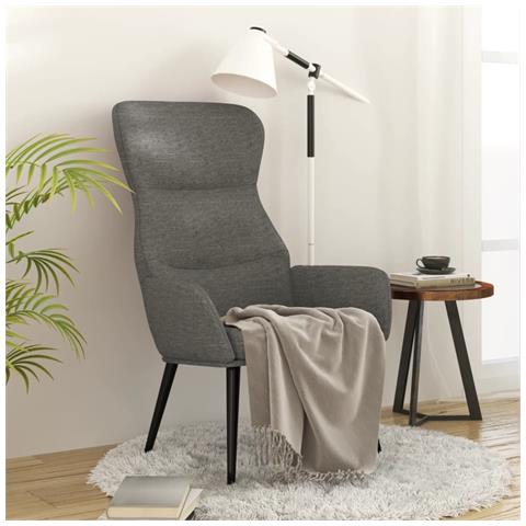 Sedia Relax Grigio Chiaro In Tessuto - Foto 8