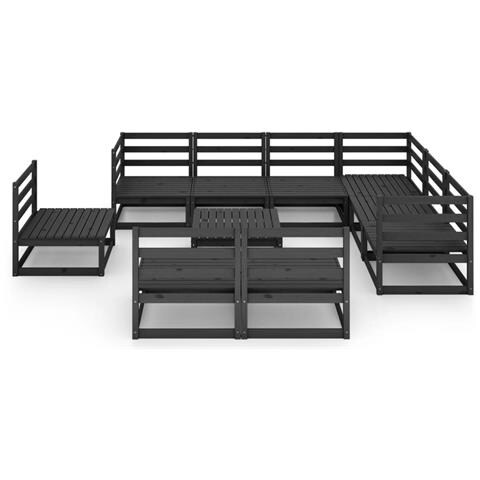 Set Divani Da Giardino 10 Pz Nero In Legno Massello Di Pino - Foto 2