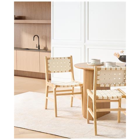 Set Di 2 Sedie Da Pranzo Humble Legno Di Caucciù Marrone Chiaro - Foto 1