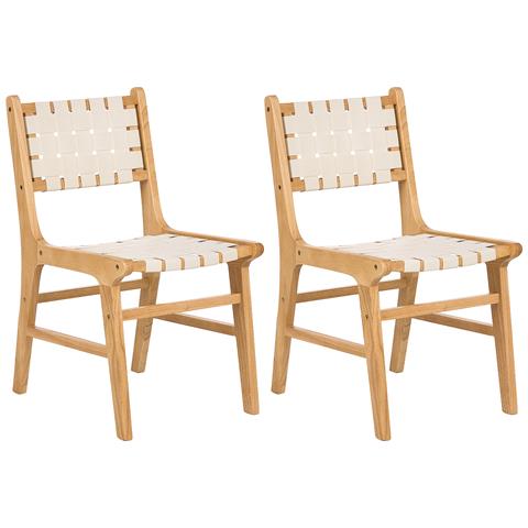 Set Di 2 Sedie Da Pranzo Humble Legno Di Caucciù Marrone Chiaro - Foto 2