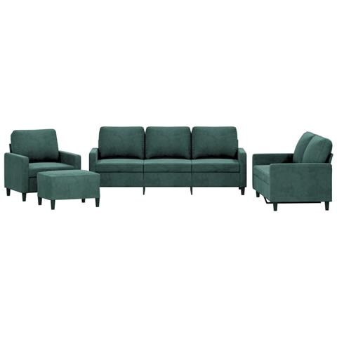 Set di Divani 4 pz con Cuscini Verde scuro in Velluto - Foto 1