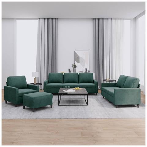 Set di Divani 4 pz con Cuscini Verde scuro in Velluto - Foto 2