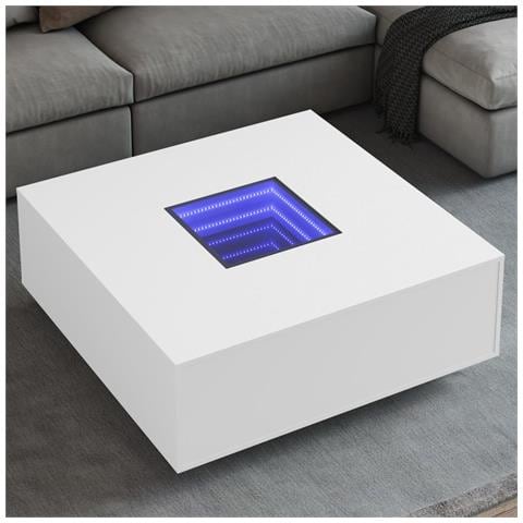 Tavolino da Salotto con LED Infinity Bianco 100x100x40 cm - Foto 2