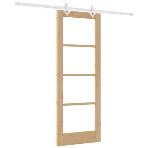 Porte Scorrevoli  con Set di Hardware 73.5x198.5 cm in Legno Massello di Pino, Porta Interna  con Vetro 'ORKDAL'73.5x198.5x4 cm in Legno Massello di Pino - Foto 1
