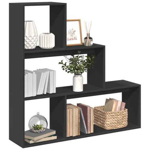 Libreria Divisorio 3 Ripiani Nera 123x29x123 cm in Truciolato - Foto 2