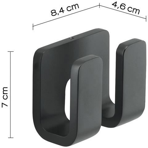 Appendiabiti Doppio Da Muro In Ottone, Acciaio Inox E Cromall 3228 Serie Outline Nero Opaco - Foto 2