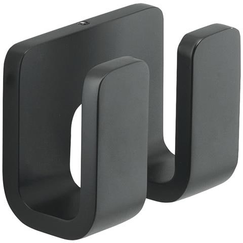 Appendiabiti Doppio Da Muro In Ottone, Acciaio Inox E Cromall 3228 Serie Outline Nero Opaco - Foto 1