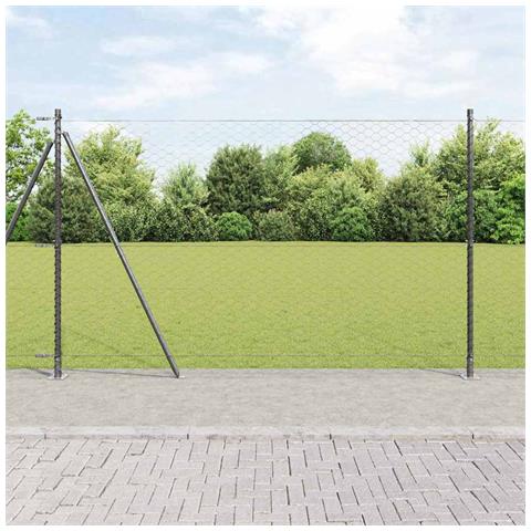 Recinzione con pali. Grigio 1.4 x 10 m Acciaio rivestito in PVC - Foto 2