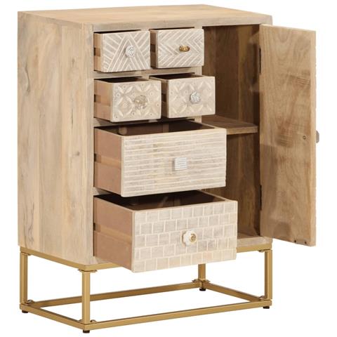 Lusso Casadino -  Credenza 55x30x76 Cm In Legno Massello Di Mango E Ferro - Foto 1