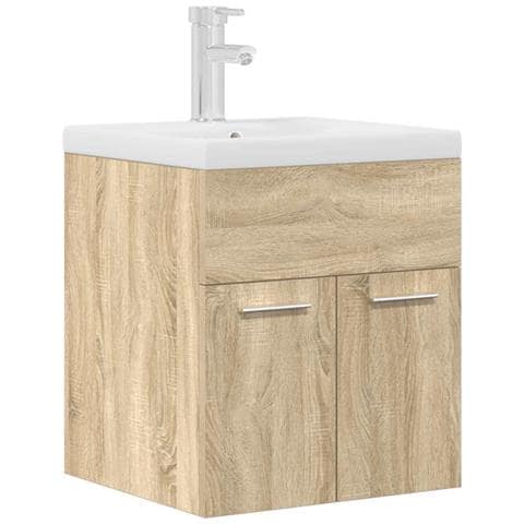 Mobile da Bagno con Lavabo Integrato e Rubinetto Rovere Sonoma - Foto 1