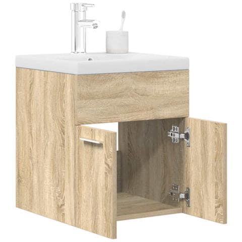 Mobile da Bagno con Lavabo Integrato e Rubinetto Rovere Sonoma - Foto 2