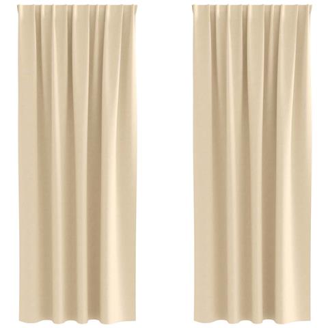 Tende con tende 2 pcs Crema 260x140cm Poliestere - Foto 1