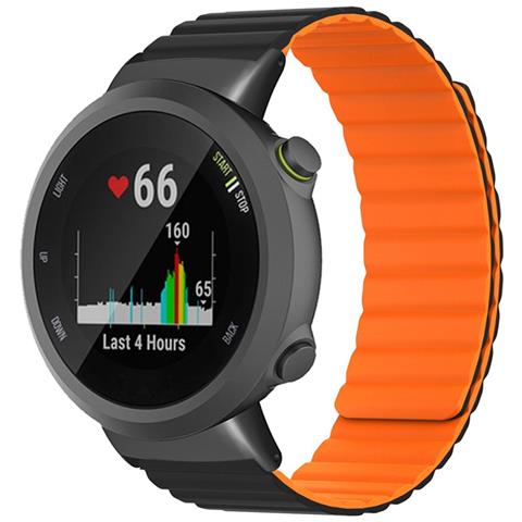 Cinturino Magnetico In Silicone Compatibile Con Garmin Forerunner 45/45s /swim 2 - Vari Colori Black+orange - Foto 2