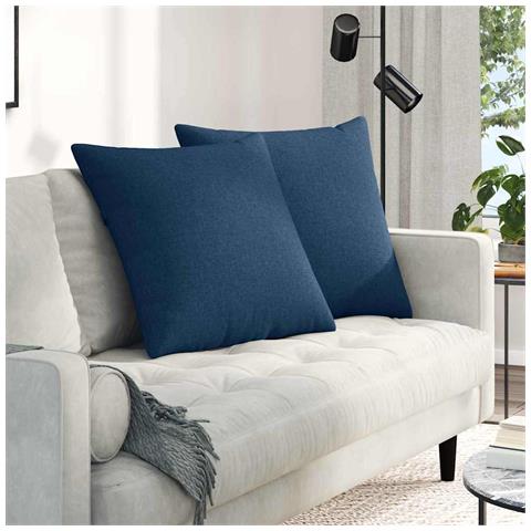 Cuscini da Divano 2 pcs Blu 60 x 60 cm Tessuto - Foto 2