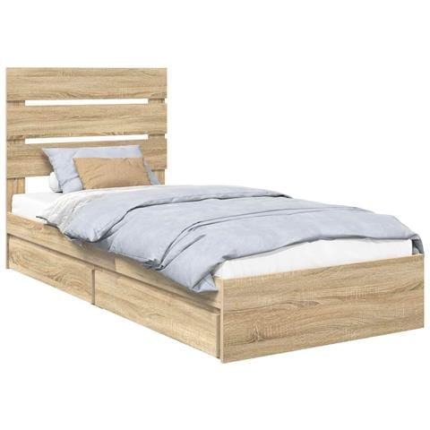 Letto con Contenitore con testiera Rovere Sonoma 75 x 190 cm - Foto 1