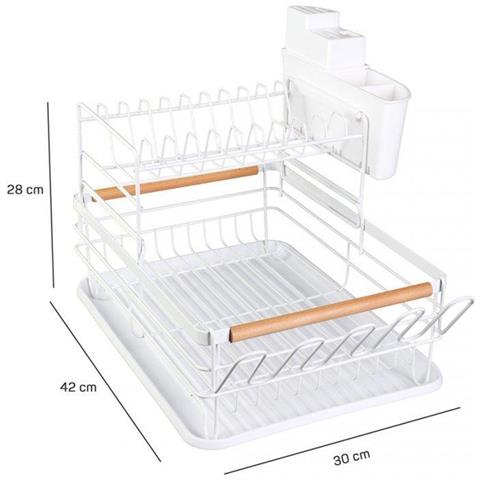 Scolapiatti a due livelli Elitehoff E-8120 con portaposate e vassoio - Foto 5