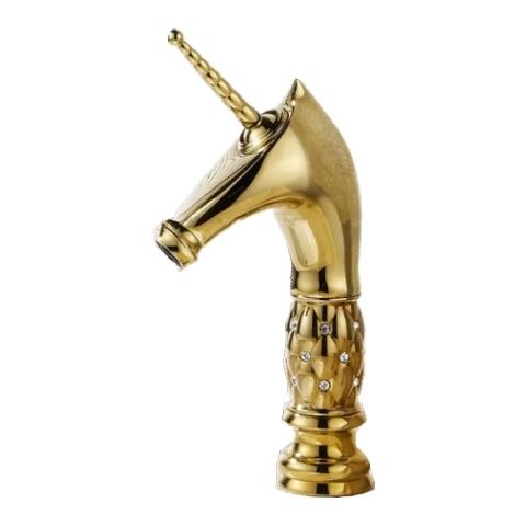 Rubinetto per lavabo da bagno, Blackswan, tipo M273 Unicorn, modello oro medio, misura 27,2 cm - Foto 1