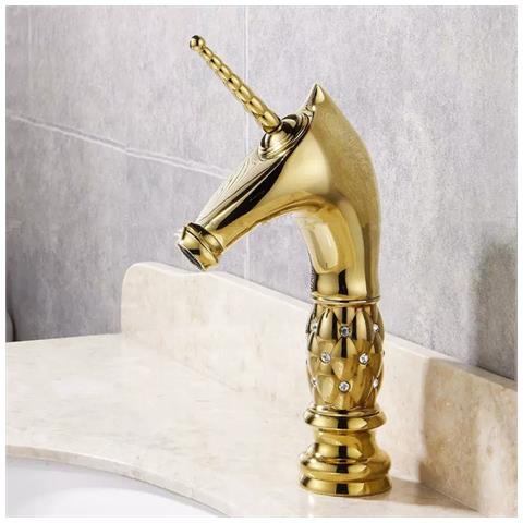 Rubinetto per lavabo da bagno, Blackswan, tipo M273 Unicorn, modello oro medio, misura 27,2 cm - Foto 2