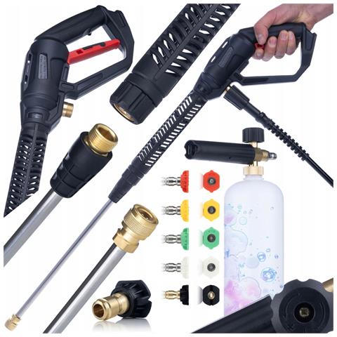 Pistola Alta Pressione Pro Clean Gun Pcg1 - Set Con Lancia E Schiumogeno 1000ml | 5 Ugelli | Pressione Max 4000 Psi | Compatibile Con Kärcher, Bosch, Lavor - Foto 1